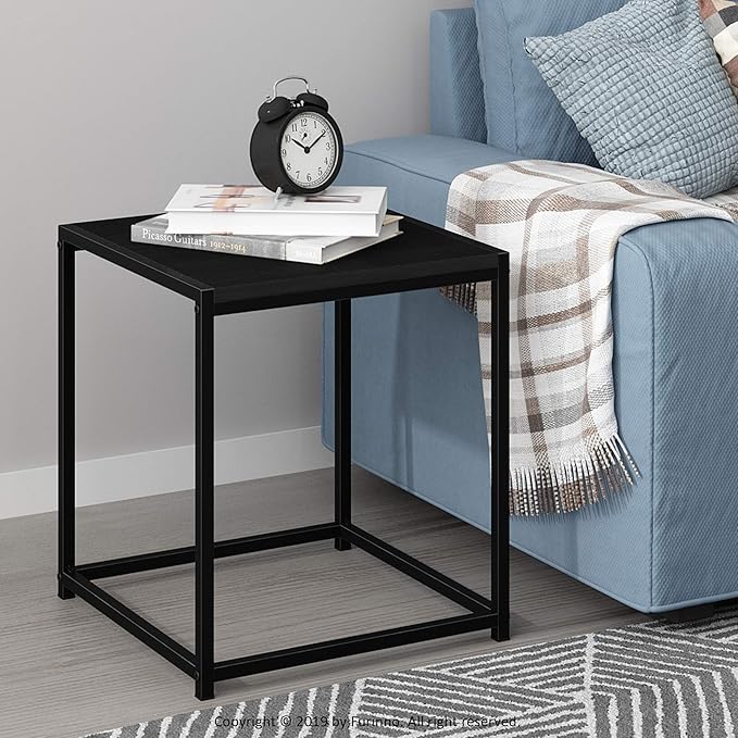 FURINNO Camnus Modern Living End Table, Americano, 1 Tier, Metal Frame