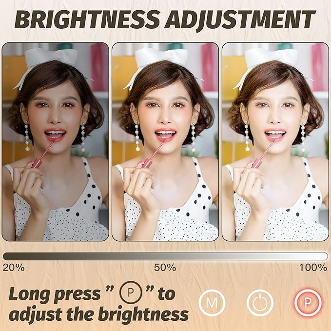 FENNIO Vanity Mirror with Lights 17''x13'' Makeup Mirror with Lights,Vanity Mirror Touch Screen with 3-Color Lighting,Dimmable,for Vanity Desk Tabletop White