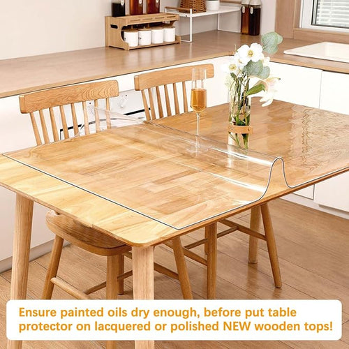 1.5mm Thick 28 x 52'' Clear Plastic Table Protector for Dining Room Waterproof PVC Table Tablecloth Cover Vinyl Desk Pad Mat Wood Furniture Coffee Glass End Hallway Table Top Surface Protection Liner