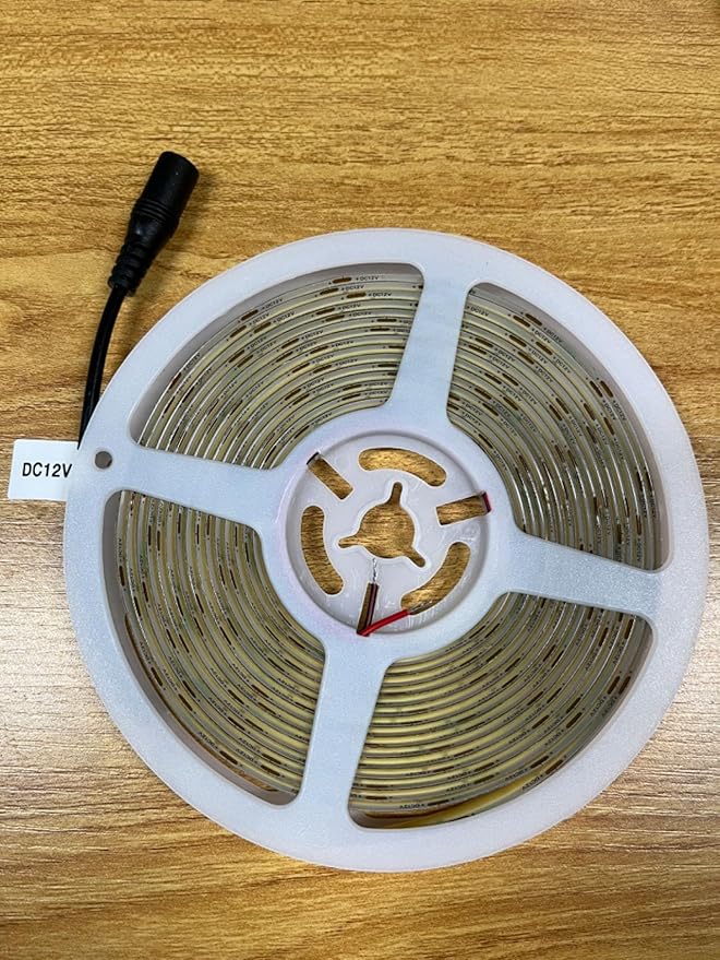 TOPAI 12V COB LED Strip Light Daylight White 5000K Waterproof IP65 480LEDs/M Super Bright 4000Lm CRI>90 16.4ft/5M Dotless High Density Cuttable Flexible for Cabinet Home DIY Lighting Projects