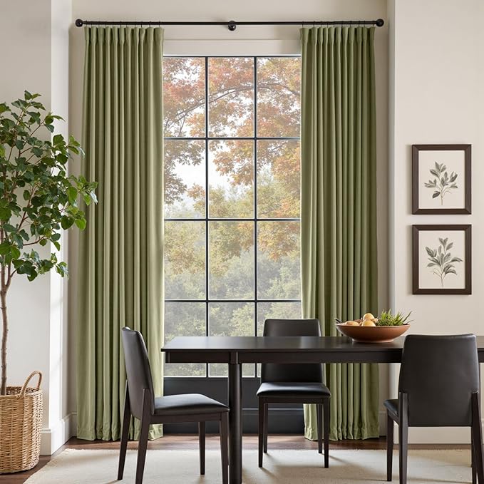 Lazzzy Velvet Blackout Curtains Thermal Insulated Room Window Drapes Super Soft Luxury Curtains for Living Room Bedroom Rod Pocket 2 Panels, Olive Sage, 52" W x 120" L