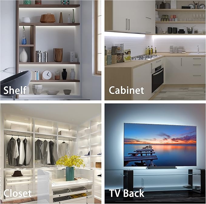 LAFULIT 8 PCS Under Cabinet Lighting Kit, Bright Under Cabinet Lights, Flexible Led Strip Lights with Remote and Power Adapter, for Kitchen Cabinets Shelf Desk Counter, 6000K Daylight White, 13ft