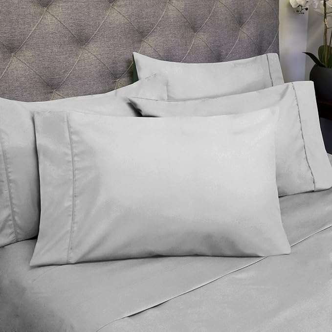 King Size Bed Sheets - 6 Piece 1500 Supreme Collection Fine Brushed Microfiber Deep Pocket King Sheet Set Bedding - 2 Extra Pillow Cases, Great Value, King, Silver