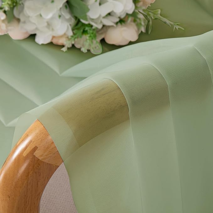 Aiyufeng Light Green Sheer Curtains 63 Inch Length 2 Panels Set for Living Room, Light Filtering Green Window Sheers Drapes for Bedroom, Each 42" W x 63" L