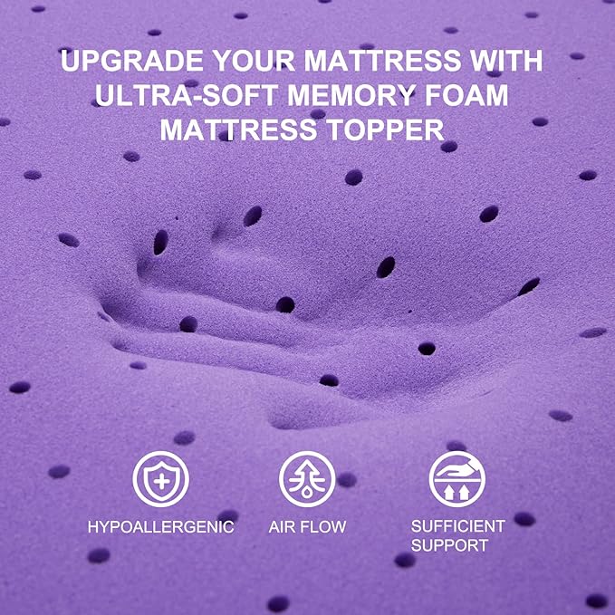 SINWEEK 4 Inch Gel Memory Foam Mattress Topper Ventilated Soft Mattress Pad, Bed Topper, CertiPUR-US Certified, Twin XL Size