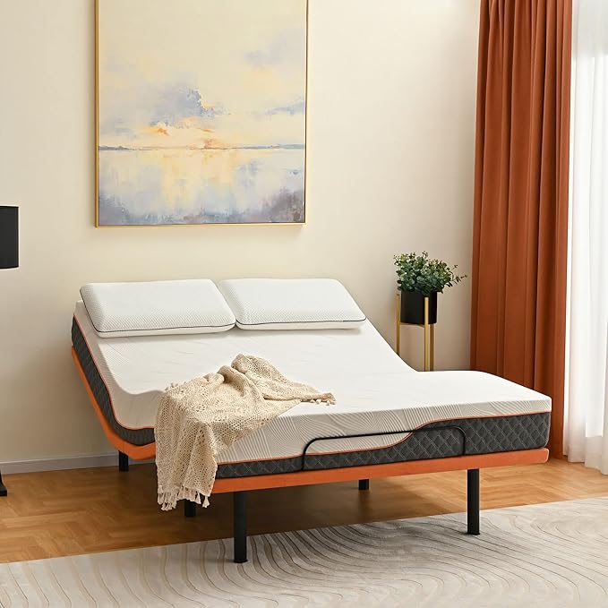 ESHINE Adjustable Bed Frame Queen - Easy to Install in 5 Minutes, Adjustable Beds for Massage, Zero Gravity, Under Bed Lights, Wireless Remote, Foot&Head Incline, Smart Bed, 3000 Premium Series