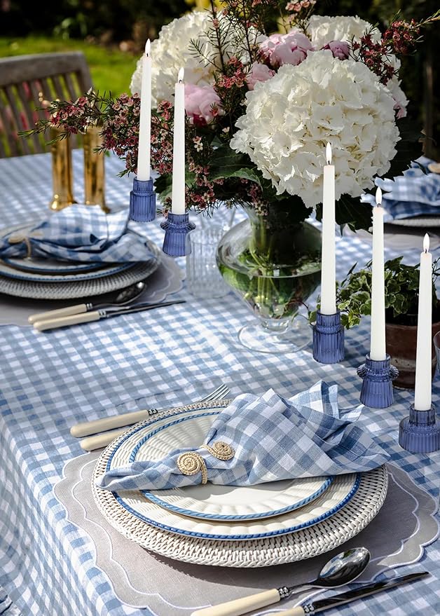 Vixdonos Glass Candlestick Holders Tealight Candle Holders for Table Centerpieces, Wedding Decor and Dinner Party (6 Pcs, Dark Blue)