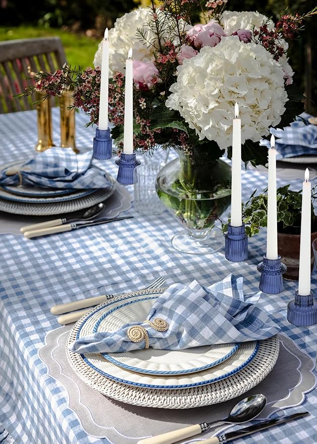 Vixdonos Glass Candlestick Holders Tealight Candle Holders for Table Centerpieces, Wedding Decor and Dinner Party (3 Pcs, Dark Blue)