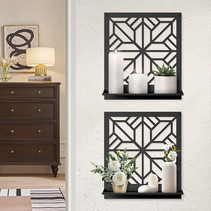 Aesthetics Candle Wall Holder, Modern Bathroom Wall Art for Living Room Bedroom Bathroom (2 Pack 11.8 x 13 in)