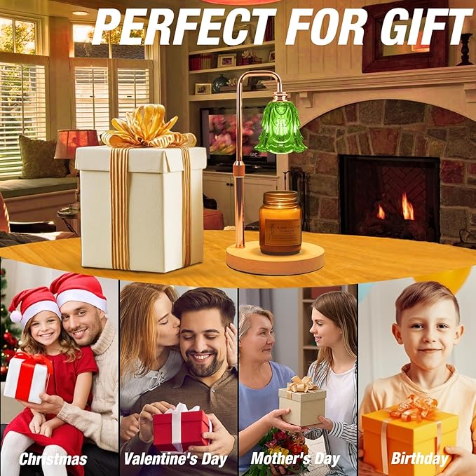 Candle Warmer Lamp with Timer and Dimmer, Electric Wax Warmers for Scented Candles with 5 Brightness Settings, Anti-Glare Lamp with Adjustable Height, Home Decor, Gift for Christmas, Birthday