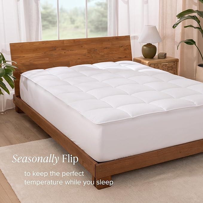 Bare Home Twin Microplush Mattress Topper - Pillow Top Reversible - Soft Mattress Cover - Dual Sided All-Season - 8" to 24" Deep Pocket - Fitted Cover - Dorm Essentials - Plush Mattress Pad (Twin)