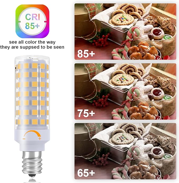 E12 LED Bulb Dimmable 7W Equivalent to E12 Candelabra Bulb 60 Watt, Warm White 3000K, T6 Small Base 120V 630LM C7 LED Candle Light Bulbs for Chandeliers, Ceiling Fan, Pendant Lighting, 3 Pack