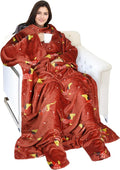 Catalonia Xmas Dachshund Print Wearable Blanket with Sleeves and Foot Pocket – Ultra-Soft Warm Fleece Long Throw Snuggly Blanket for Sleeping & TV Time – Cozy Christmas Gift for Women & Men