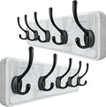 WEBI Coat Rack Wall Mounted,Coat Hooks Wall Mount,16" Hole to Hole,Large Coat Hanger Wall,5 Hooks for Hanging Coats,Hats,Jacket,Clothes,Entryway,Black/White,2 Packs