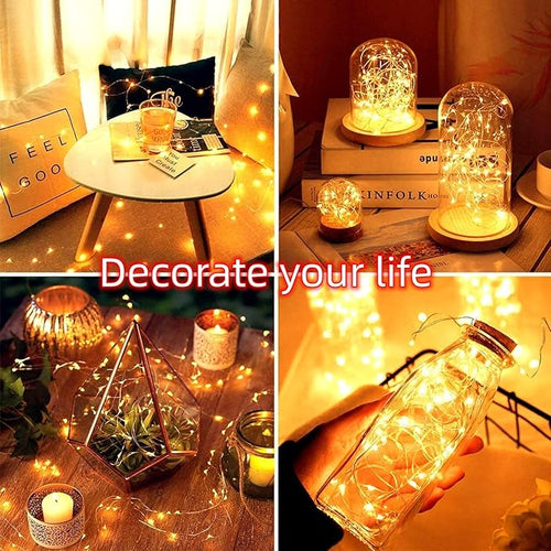 24 Packs Fairy Lights Battery Operated LED String Light 10.2FT 30LEDs Waterproof Copper Wire Firefly Light Mini Starry Moon Light for DIY Crafts Wedding Table Party Bedroom Christmas deco(Warm White)