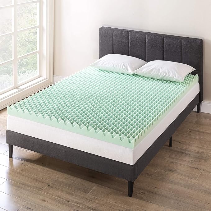 Best Price Mattress 4 Inch Egg Crate Memory Foam Mattress Topper with Calming Aloe Infusion, CertiPUR-US Certified, King