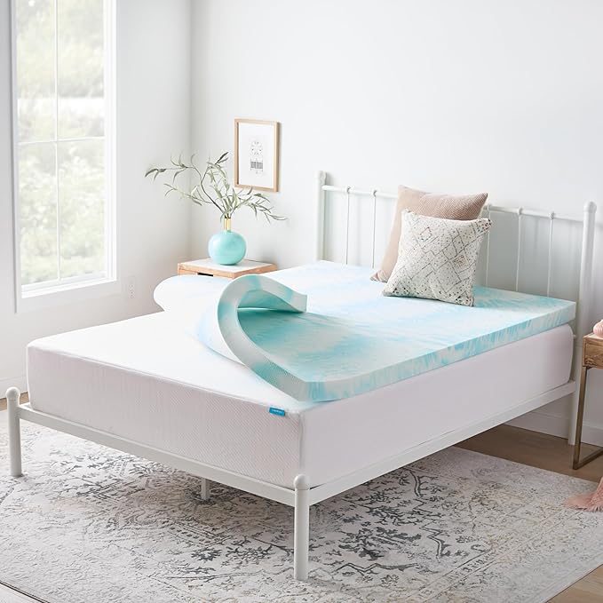 Linenspa 3 Inch Gel Swirl Memory Foam Mattress Topper – Cooling Gel Infused – Pressure Relieving Bed Topper - Mattress Pad – CertiPUR Certified - California King Size