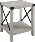 Walker Edison Sedalia Modern Farmhouse Metal X Side Table, 18 Inch, Stone Grey