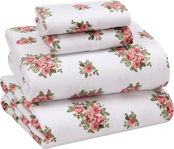RUVANTI Flannel Sheets Queen Size - 100% Cotton Double Brushed Bed Sheets, Deep Pockets 16 Inches Queen Sheet Set, All Seasons Breathable & Extra Soft - Warm & Cozy, 4 Piece, Bali