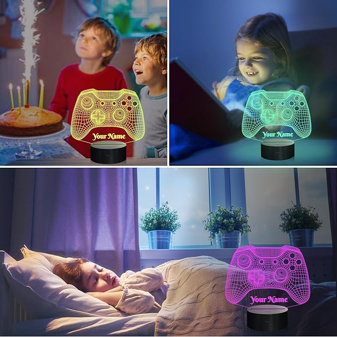 Attivolife Personalized 3D Game Theme Night Light, Table Desk Lamp Engraved Name Letter, Multicolor Custom LED Best Home Decor Birthday Christmas Gifts Toys for Boys Girls Kids