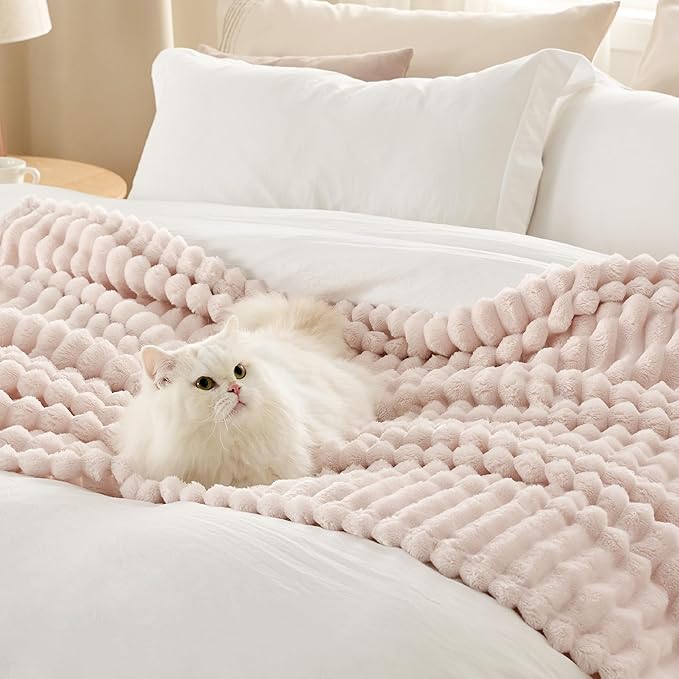 Bedsure GentleSoft Crystal Pink Throw Blanket for Couch - Cozy Soft Blankets for Women, Cute Small Throws for Girls, 50x70 Inches