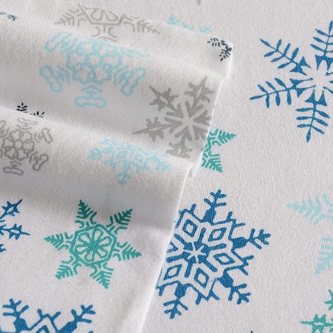 Eddie Bauer - Full Sheets, Cotton Flannel Bedding Set, Brushed For Extra Softness, Cozy Home Decor (Tossed Snowflake, Full)