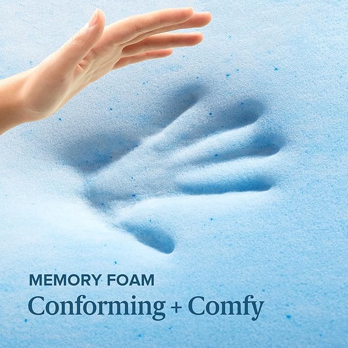 ZINUS 4 Inch Swirl Gel Cooling Memory Foam Mattress Topper, Smaller, More Convenient WonderBox Packaging, Cooling, Airflow Design, CertiPUR-US Certified, Queen
