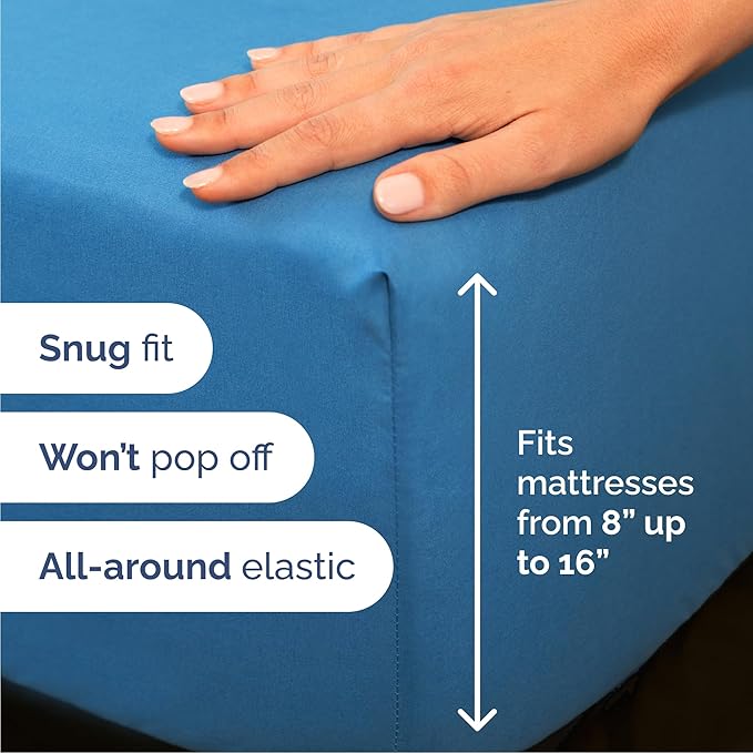 Cal King Sheet Set 6 Piece - Bed Sheets California King Size - Soft Hotel Luxury Bedding - Cooling, Comfy & Breathable - 1 Flat, 1 Fitted & 4 Pillowcases w/ Deep Pockets - Wrinkle Free - Denim Blue