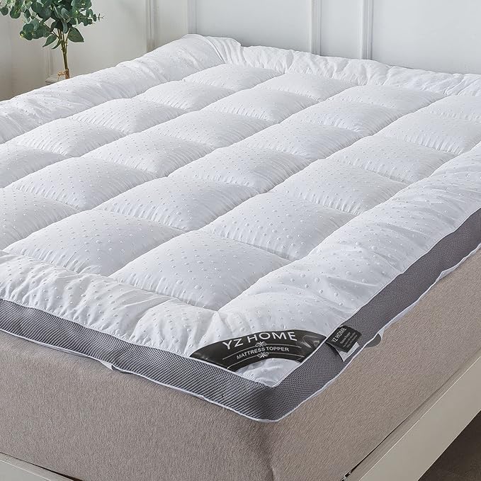Mattress Topper King Mattress Pad Protector - Quality Plush Luxury Down Alternative Pillow Top - Extra Thick Mattress Cover(King Size)