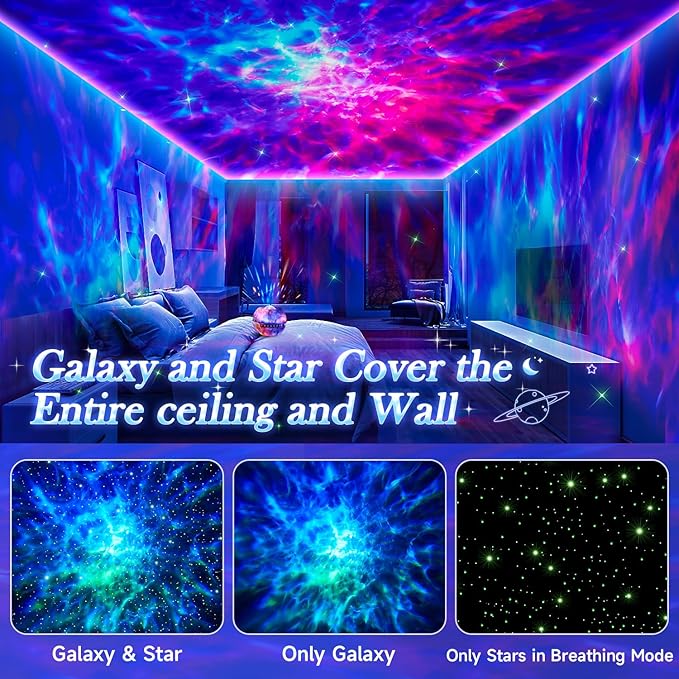 Star Projector, 15 Colors Galaxy Projector for Bedroom Adults,15 White Noise Ceiling Projector for Ceiling for Adults,Bluetooth Galaxy Light Projector Night Light for Kids