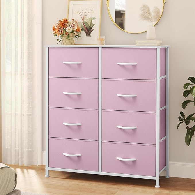 YITAHOME Black Dresser & Chest of Drawers, Tall Storage Tower with 8 Drawers, Storage Drawer Organizer for Closet, Living Room