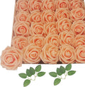 Artificial Rose Flowers 25pcs, Light Orange Foam Fake Rose Faux Flower for Wedding Bouquets Bridal Shower Centerpieces Floral Arrangements Home Decorations Party Backdrops Table