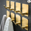 DELITON 8 Pack Gold Wall Hooks - Adhesive Towel Hooks for Bathrooms Kitchen Livingroom Garage, Heavy Duty Hook for Walls, No Damage, Stainless Steel