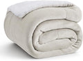 Bedsure GentleSoft Sherpa Fleece Throw Blanket for Couch - Thick and Warm Throw for Women and Men, Soft Fuzzy Plush Blanket for Winter, Linen, 50x60 Inches