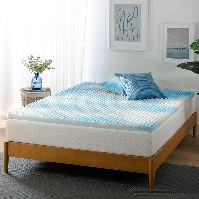 ZINUS 2 Inch Swirl Gel Cooling Memory Foam Mattress Topper, Smaller, More Convenient WonderBox Packaging, Cooling, Airflow Design, CertiPUR-US Certified, King