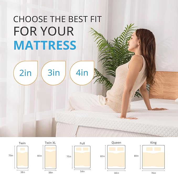 EGO Gel Memory Foam Mattress Topper, 2 Inch King with Removable Breathable Soft Cover, Cooling Bed Topper for Comfort Body Support & Pressure Relief, CertiPUR-US Certified