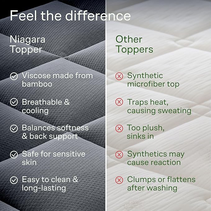 Ultra Soft Full XL Size Mattress Topper - Viscose Made from Bamboo Pillow Top Mattress Pad for Back Pain Relief - Naturally Cooling for Hot Sleepers, Gray
