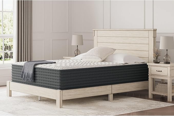 Signature Design by Ashley Hybrid 1300 13 Inch Plush Gel Memory Foam Mattress with Edge Support for Pressure Relief, King, Fiberglass Free, Mattress in A Box