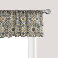 Ambesonne Turkish Pattern Window Valance Pack of 2, Flowers in and Traditional Style, Rod Pocket Curtain Valances for Kitchen Bedroom, 54" X 18", Earth Yellow Slate Blue