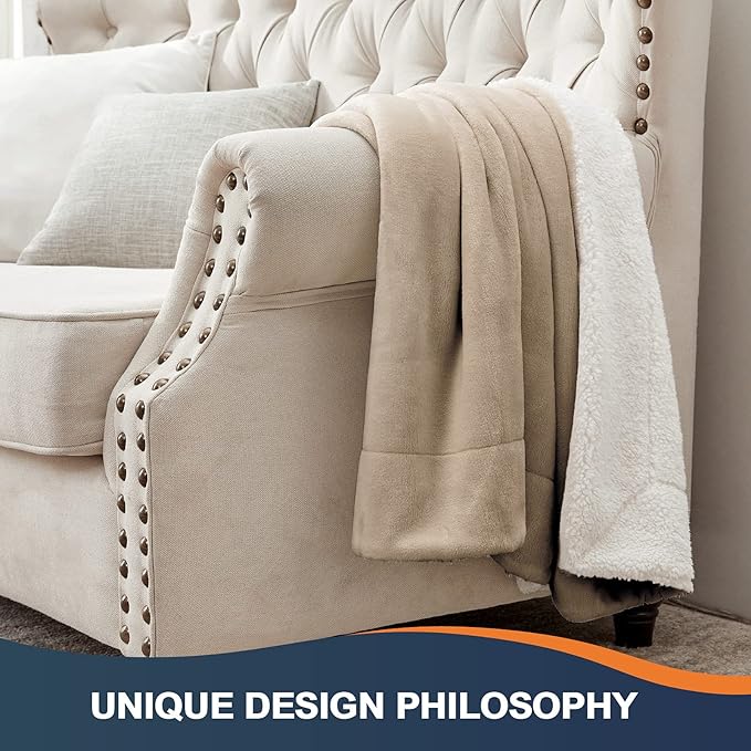 Walensee Sherpa Fleece Blanket (Twin Size 60”x80” Camel) Plush Throw Fuzzy Super Soft Reversible Microfiber Flannel Blankets for Couch, Bed, Sofa Ultra Luxurious Warm and Cozy for All Seasons