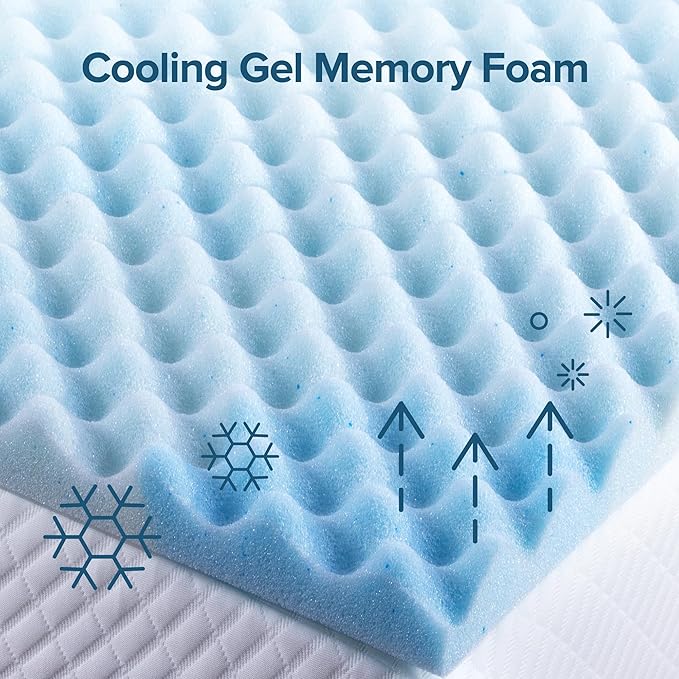 ZINUS 1.5 Inch Swirl Gel Cooling Memory Foam Mattress Topper, Smaller, More Convenient WonderBox Packaging, Cooling, Airflow Design, CertiPUR-US Certified, Twin