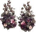 Ling's moment 41" Tall Fall Free Standing Artificial Flowers Arrangements 2pcs Wedding Aisle Runner Chair Decoration Fake deep Plum for Arch Entryway Ceremony Reception Church Rose Floral Party