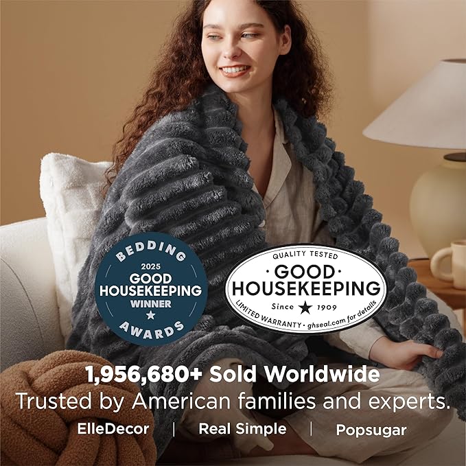 Bedsure GentleSoft Grey Full Blanket for Bed - Cozy Soft Blankets for Women, Cute Large Throws for Girls, 84x90 Inches
