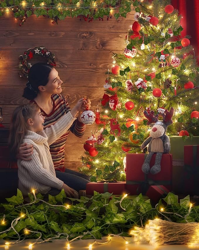 JACKYLED 24 Pack Artificial Ivy Vines with 200 LED String Light, Fake Plants Hanging Garland for Wall Room Bedroom Garden Office Wedding Party