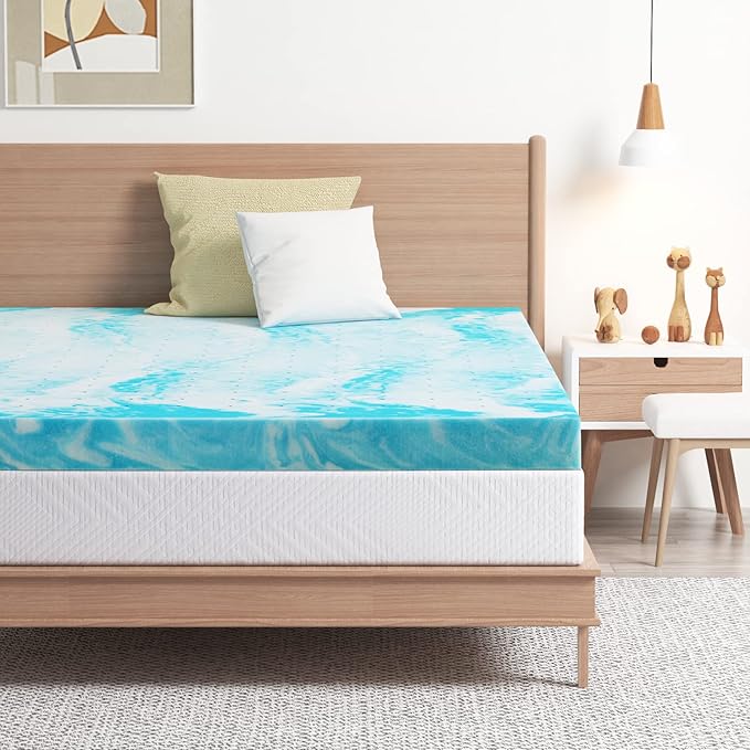 EGO Topper 4 Inch Cal King Memory Foam Mattress Topper, Cooling Gel Foam Mattress Topper for Pressure Relief, Ventilated Design Bed Topper in a Box, CertiPUR-US Certified, 74"x82", California King