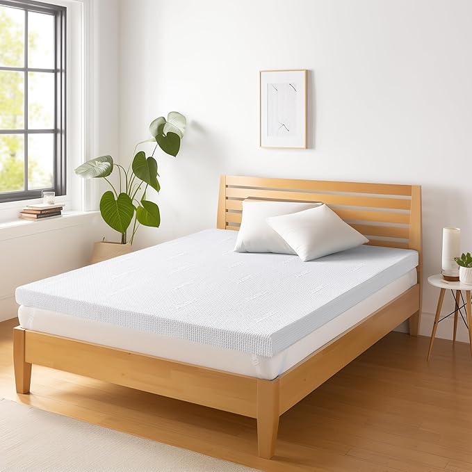 Subrtex 4 Inch Gel-Infused Memory Foam Mattress Topper, High Density Breathable Bed Topper Rayon Made from Bamboo Cover, CertiPUR-US Certified (King)