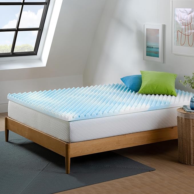 ZINUS 1.5 Inch Swirl Gel Cooling Memory Foam Mattress Topper, Smaller, More Convenient WonderBox Packaging, Cooling, Airflow Design, CertiPUR-US Certified, King
