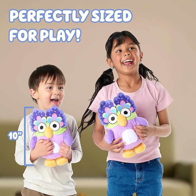 Bluey Chattermax Sound Effects Talking Plush, 10” Soft Toddler Toys, Interactive Singing Stuffed Animal with 6 Phrases, Baby Plush Toys for Kids