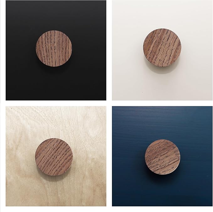 6 Pack Wood Cone Cabinet Knobs (Brown) - 1 ½ " Diameter Round Shape - Wooden Drawer Pulls for Cabinets Doors, Dresser and Drawers Knob, Kitchen Cabinet Door Handle