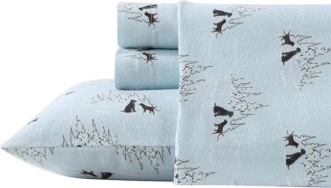 Eddie Bauer - Queen Sheets, Cotton Flannel Bedding Set, Brushed For Extra Softness, Cozy Home Decor (Dog Friends, Queen)